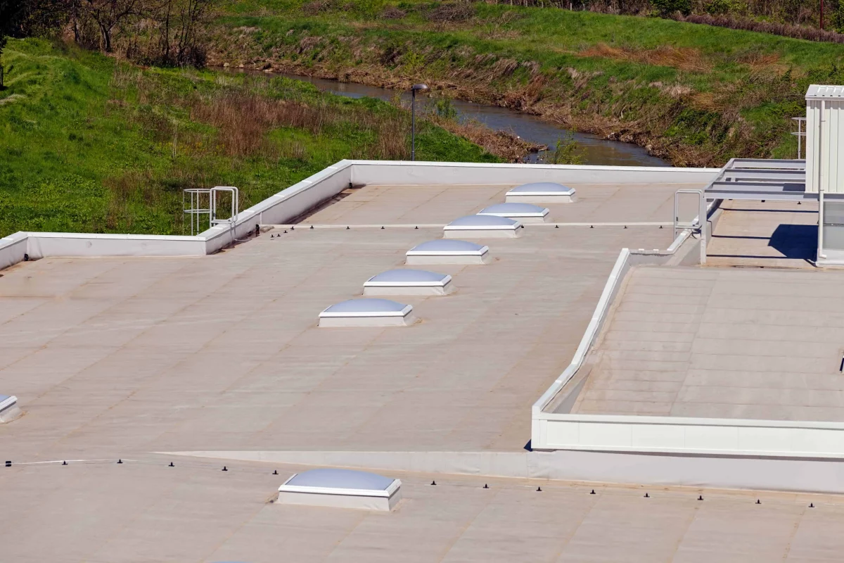 A large commercial flat roof